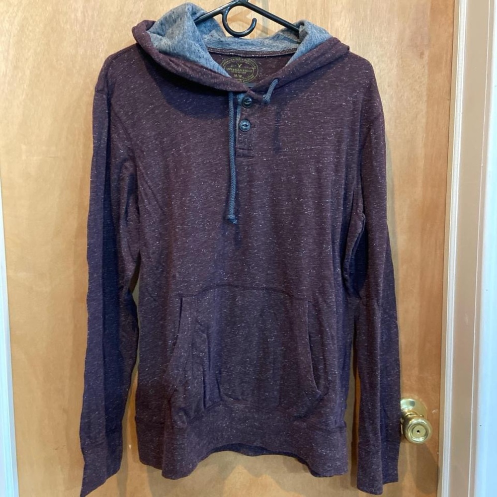 American Eagle Outfitters Maroon Hoodie with Gray Hood